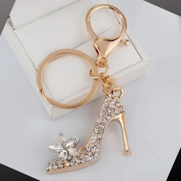Fashion Rhinestone High-heeled Shoe Key Chain - About 4.5 Inches Long - Picture 5 of 7